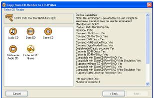 the window of Copy CD or DVD