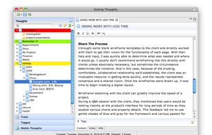 main window with editor and thought navigation
