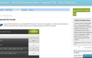 Aspose.Pdf for Android Key Features Page