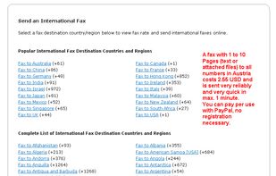 Fax with 1-10 pages to Europe: 2.55$ - PayPal