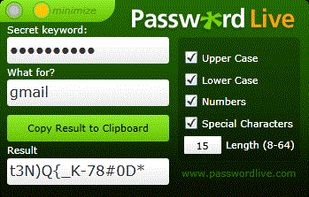 Password Live screenshot 1