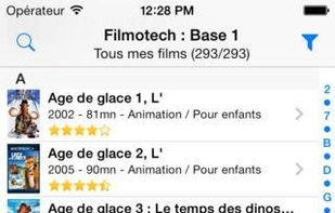 iPhone app, list view
