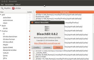 BleachBit 0.8.2 on Ubuntu 10.10 (Kurdish translation)