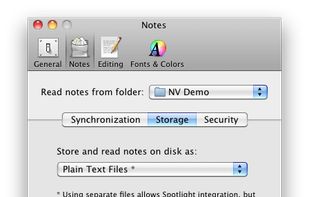 Note Storage Settings