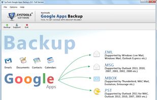 Initial Screen of Google Apps Backup Software