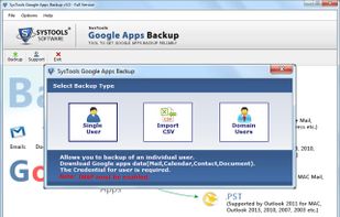 Add Google Apps Account details or Import From a CSV file or Directly from the Server.