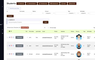 A School Management System created with DaDaBIK