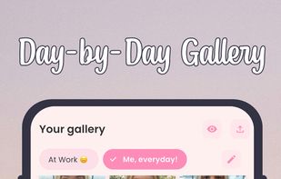 View your photos in a clean day-by-day timeline that highlights consistency, shows missing days, and lets you easily scroll through your daily progress.