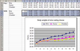 Chart after using the error bar function