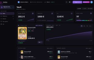 Collection dashboard with total value, profit/loss and value trend over time.