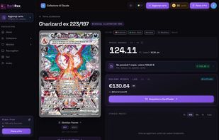 Card page with an estimated price for the selected condition and language, plus the live lowest offer.