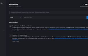 DataBreach.io Web Application Dashboard