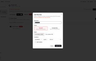 Filter out products you want included in the specific channel