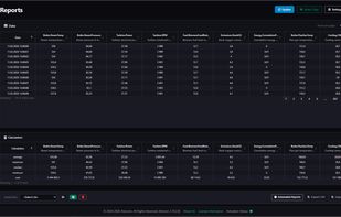 DataPortia tabular report with aggregated industrial data and CSV PDF export options