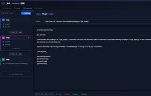 Build outreach campaigns directly from your search results — automated follow-ups, A/B variants, AI personalization and spintax, no external tools needed.