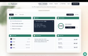 Dayboard for developers — Keep coding tasks, snippets, project links, and focus sessions together in a workspace built around your daily workflow.