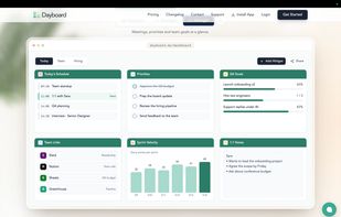 Dayboard for managers — Stay on top of meetings, team priorities, goals, and important notes with a customizable daily dashboard.