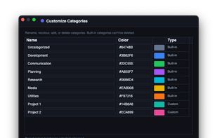 Mac custom category setup