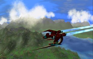 A Taipan fighter in a planet's atmosphere