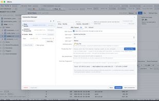 Connection manager with SSH tunnel settings