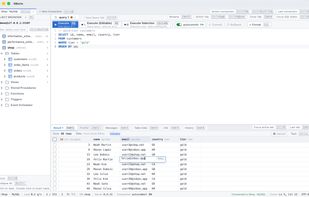 Object browser, query editor and results in one window; editing a cell in the query result
