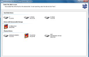 Recovery wizard asks to select disk to scan for lost files