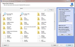 Filters to navigate through recovered data