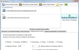 Schedule for automatic backups. Choose what days of the week and what time of day to perform backup jobs.