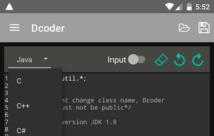 Dcoder mobile code compiler ide, multiple compiler support