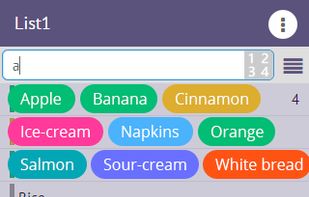 auto suggest function in shopping list