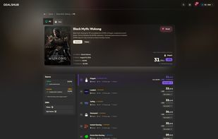 Black Myth: Wukong product detail page for PC price comparison