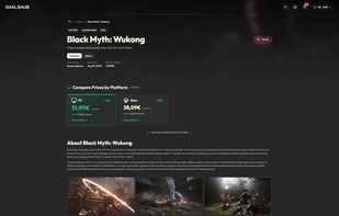 Black Myth: Wukong hub detail page for multi platform price comparison