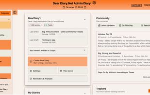 DearDiary.Net main dashboard