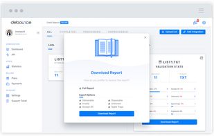 Once your list has been verified, you can download your cleaned list. Download section is flexible and you can customize export file. Easily separate all sections with some clicks.