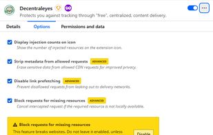 Decentraleyes screenshot 1