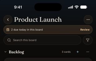 Deckloud Mac board view with native Nextcloud Deck lists and cards.