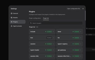 Plugin management interface.