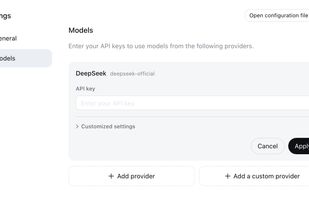Model configuration interface.