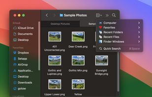 Add Default Folder X's menu to your Finder toolbars to quickly access files and folders there too
