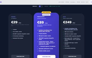 Pricing — Starter, Professional and Elite plans