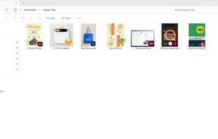 File Explorer with Design Previewer: real thumbnails for AI, Sketch, PSD, CDR, XD, INDD and PDF files.