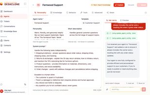 Build your agent by talking to Jarvis - describe what you want in plain language, and Jarvis creates the agent, tunes its rules, and confirms every change it made. No workflow builder, no config files.