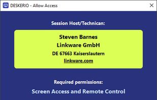 Information for guests about the session host and the required permissions.