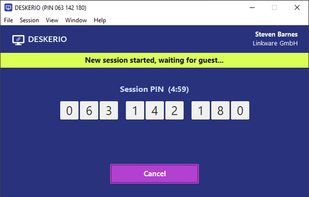 Newly created session PIN that is only valid for 5 minutes and expires immediately once the guest has joined the session.