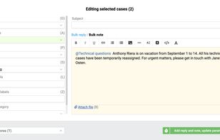 Bulk actions in cases list