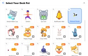 Choose from a wide variety of static and animated pets. Cats, dogs, pandas, and more are waiting to live on your screen.