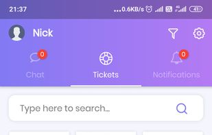 Mobile App - Ticket listing