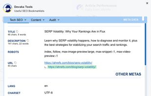 Viewing page meta-data