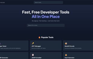 DevUtilHub provides 24+ free online developer tools including regex tester, Base64 encoder/decoder, JWT debugger, JSON formatter, hash generators, and more. All tools run entirely in your browser for maximum privacy and speed. No signup required.