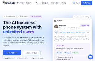 Homepage showing the AI answering a call after hours